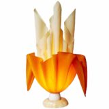 Georgia Jacob Kali table lamp marble base fabric resin handkerchief lampshade 1980s 1990s France Athena Corolle