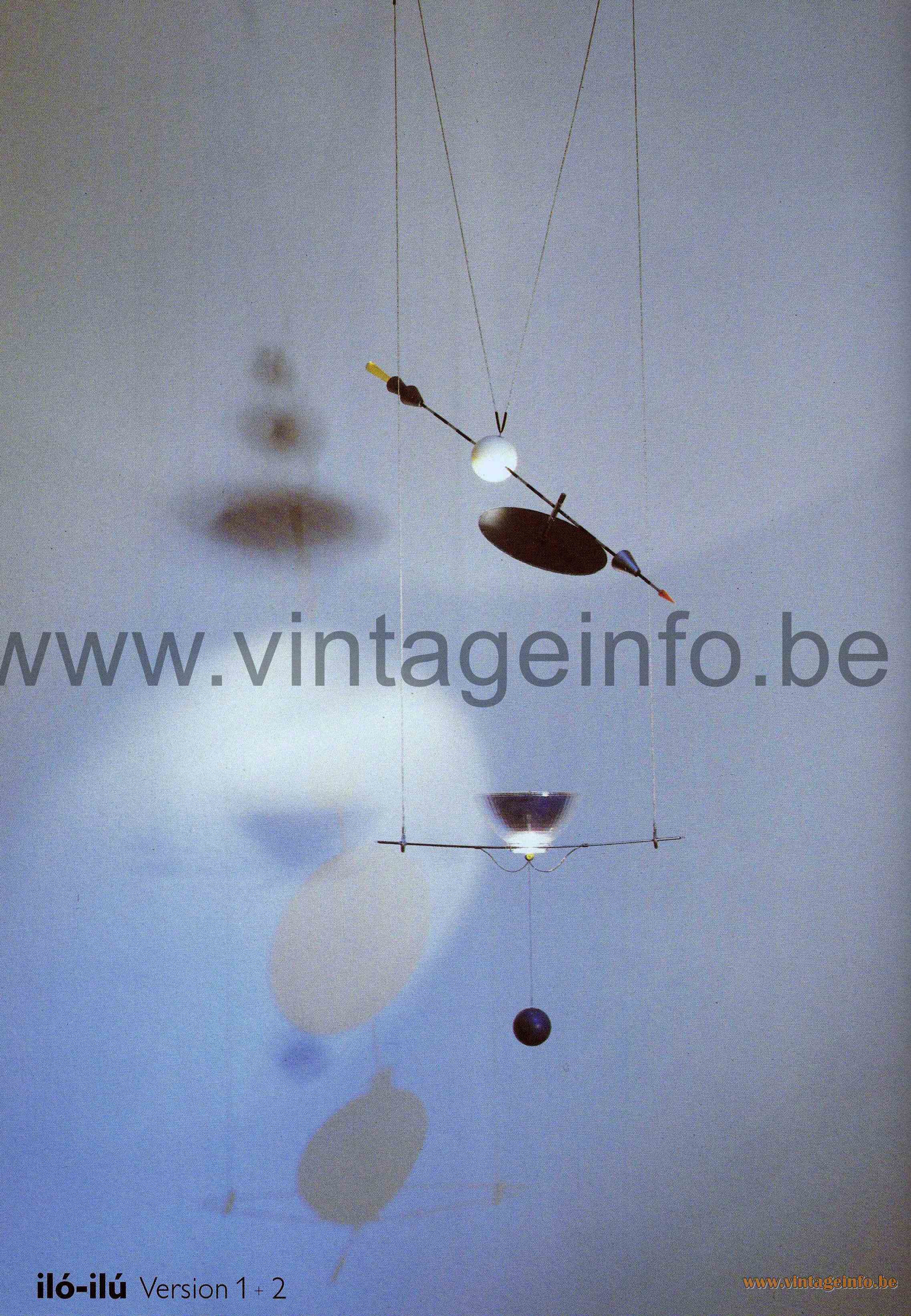 Ingo Maurer Iló-Ilú pendant lamp made of metal wire glass and plastic halogen bulb GY6.35 Touch Tronic 1990s