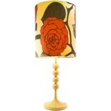 Plastic balls peony table lamp white acrylic plastic stacked globes base fabric flower lampshade 1960s 1970s