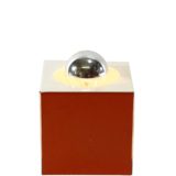 Sixties cube table lamp white orange-red metal cubic light ANVIA Hala 1960s 1970s Mid-Century Modern