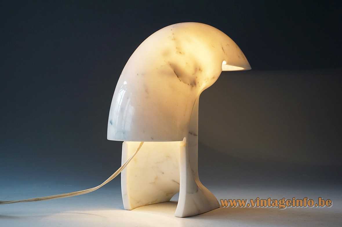 Tobia Scarpa Biagio table lamp 1968 design curved white Carrara marble light 1960s 1970s FLOS Italy