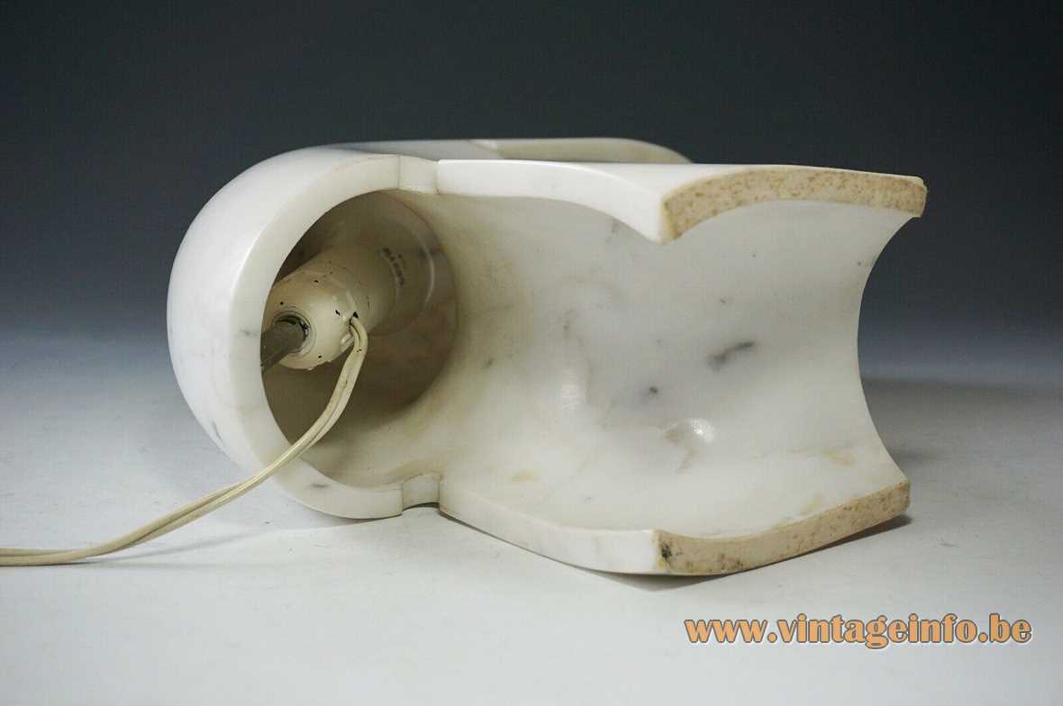 Tobia Scarpa Biagio table lamp 1968 design curved white Carrara marble light 1960s 1970s FLOS Italy