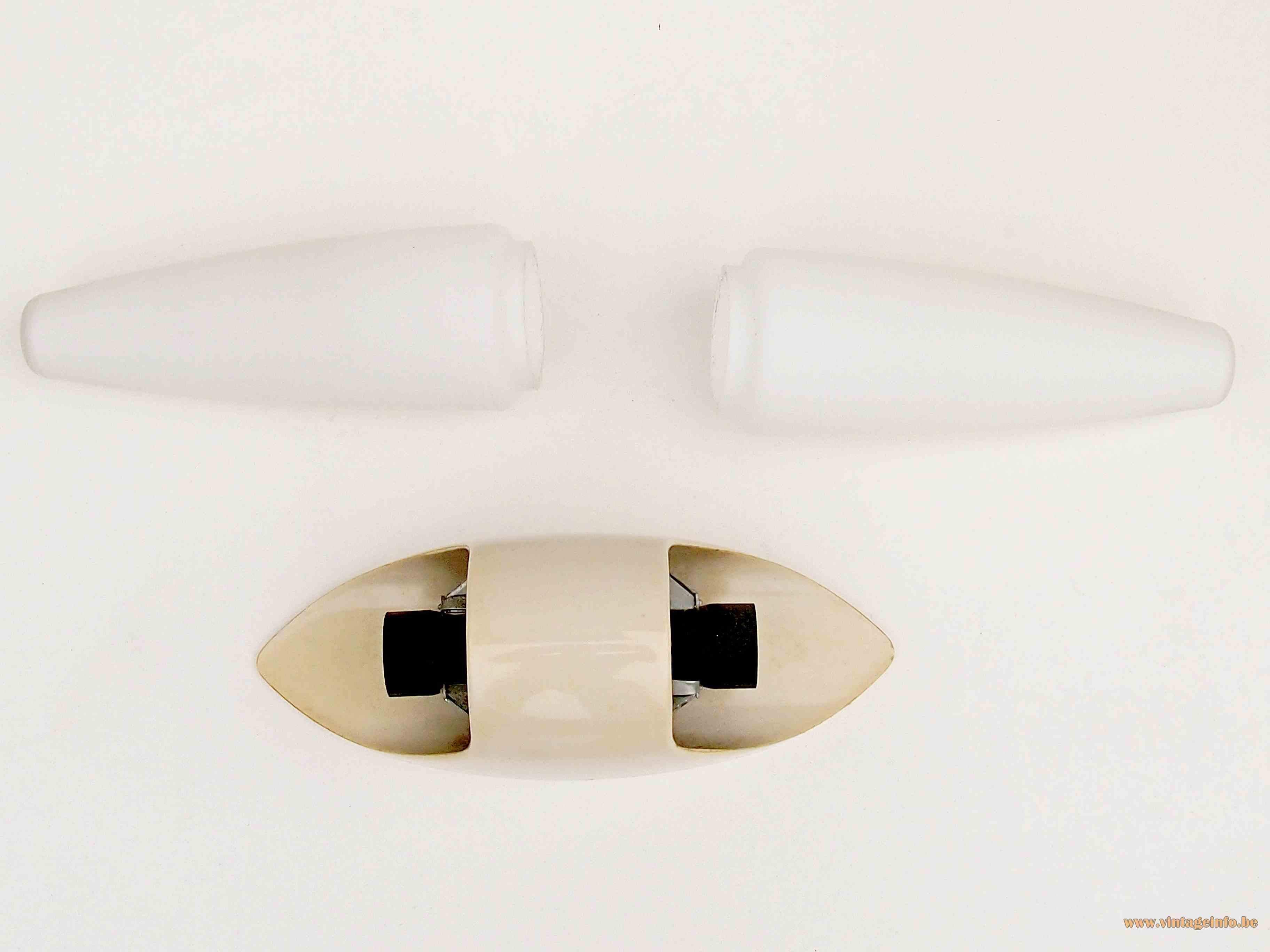 Bo-Niko double wall lamp white Bakelite base mat frosted opal glass lampshades 1960s Belgium Mid-Century Modern