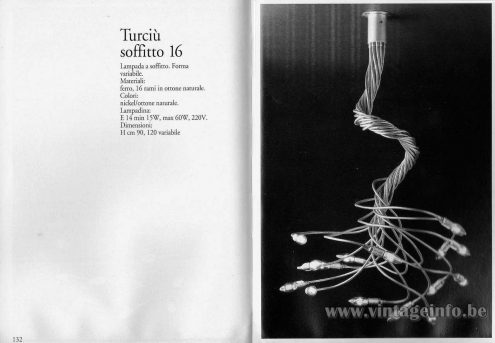 Catellani & Smith Turciù Soffitto 16 pendant lamp flush mount design: Enzo Catellani 1989 1990s 16 E14 sockets