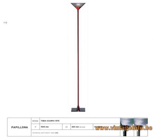 FLOS Papillona floor lamp - Design: Tobia Scarpa in 1975. Catalogue Picture