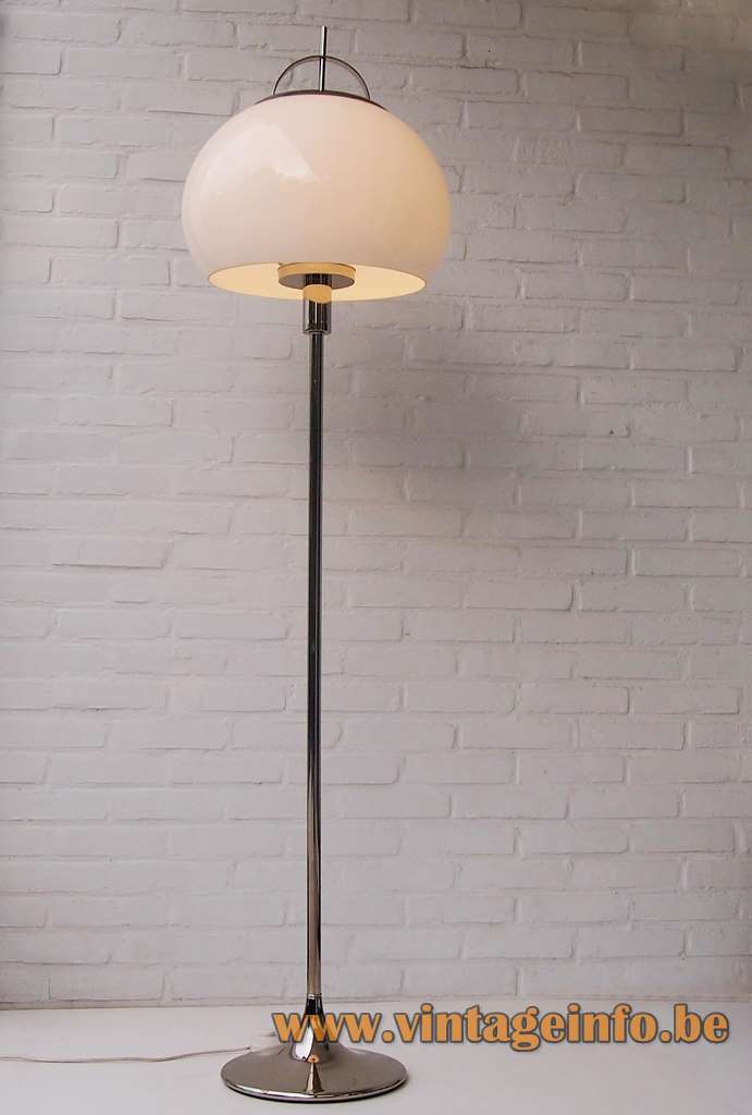 Guzzini Lucerna style floor lamp chrome base & rod acrylic Perspex lampshade 1970s Massive Harvey Guzzini