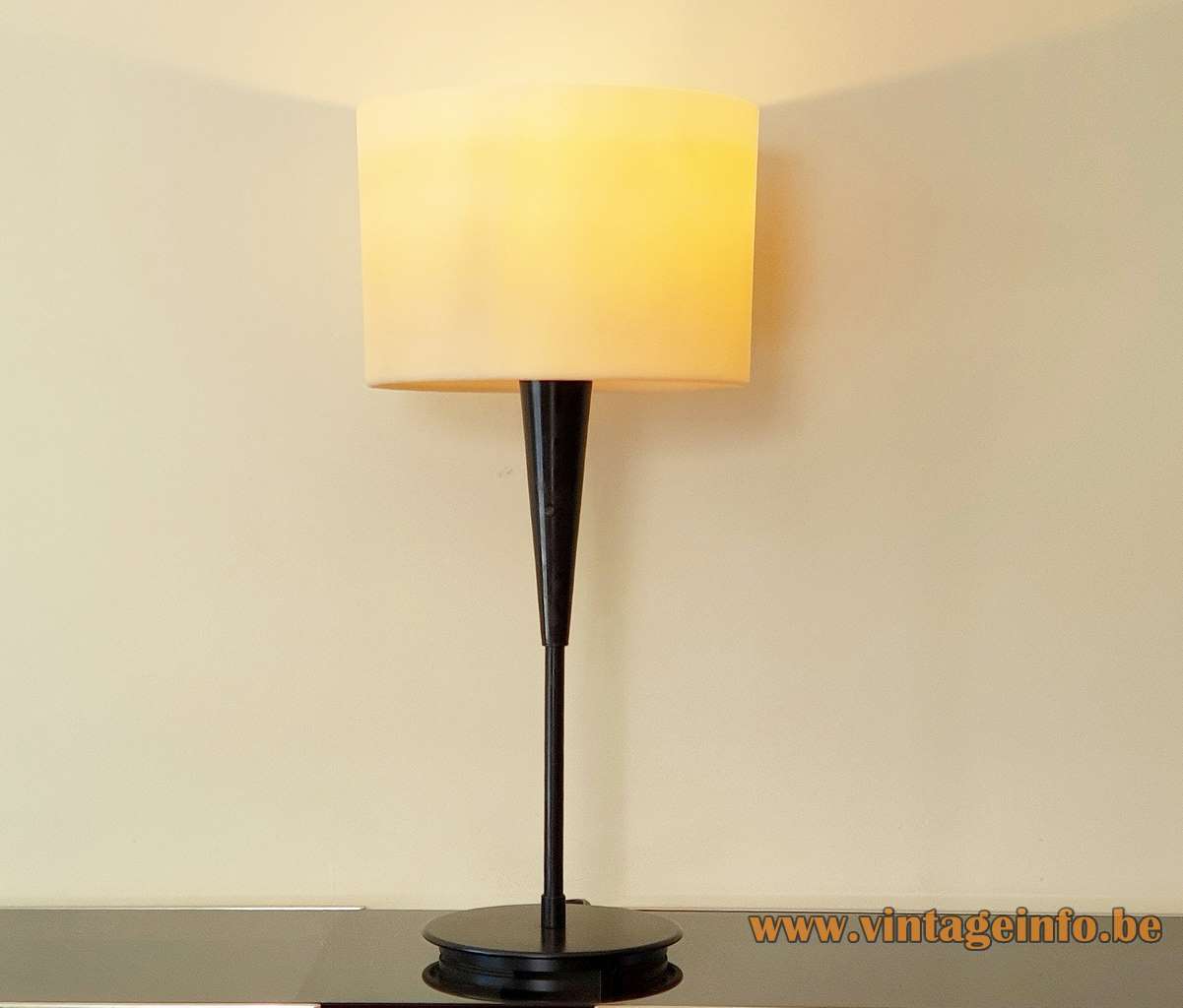 Lumina Duo table lamp design: Luciano Balestrini Paola Longhi metal base opal glass lampshade 1990s 2000s