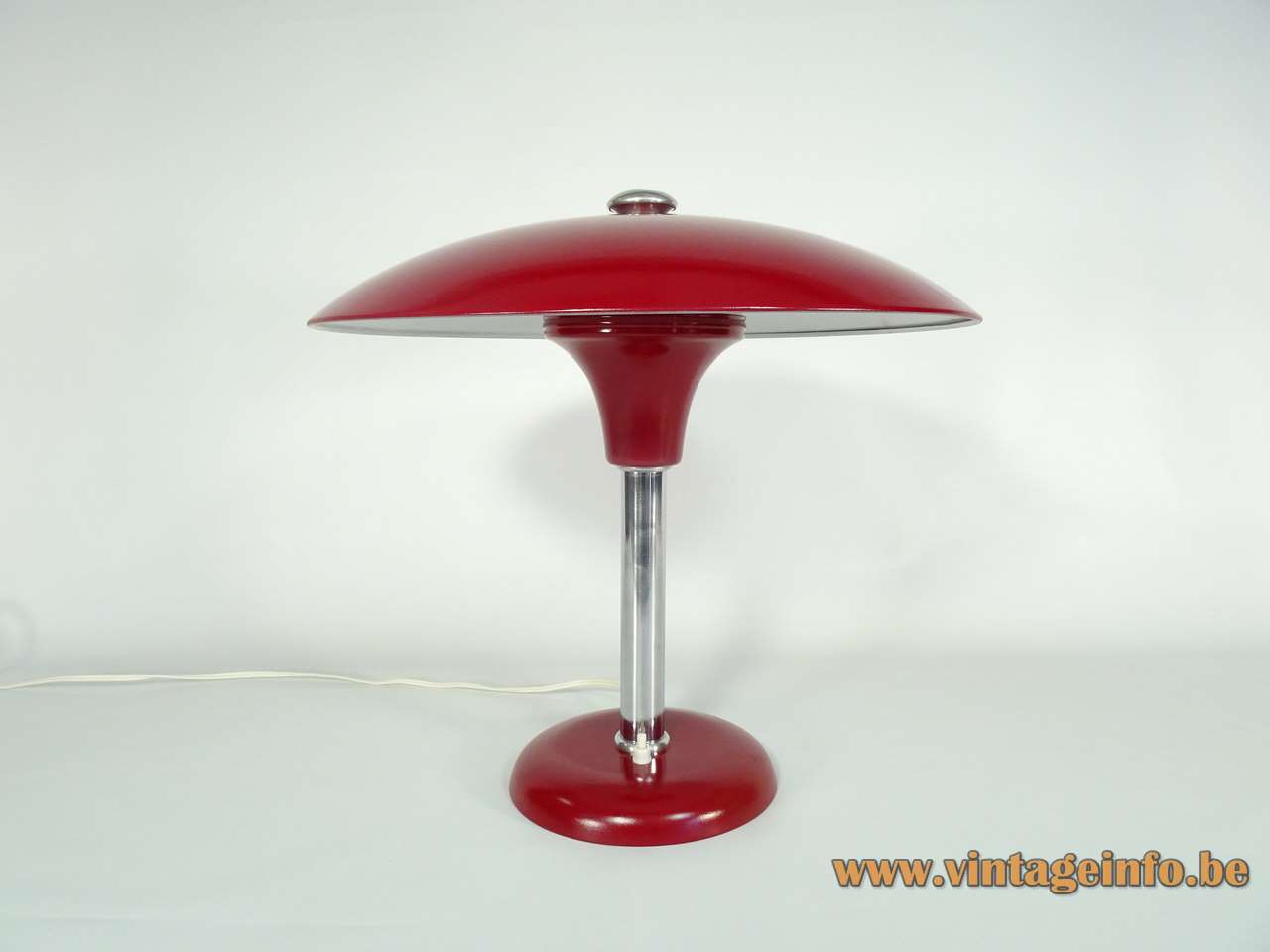 Max Schumacher desk lamp 1934 design red mushroom lampshade Werner Schröder Bauhaus art deco 1930s 1940s