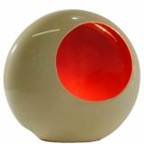 Next ceramic table lamp oval round beige lampshade maroon inside 1990s 2000s United Kingdom