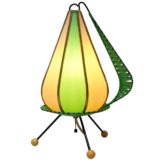 1950s Walter Viehweger table lamp tripod base green yellow nylon plastic Grünhain East Germany Rockabilly 1960s