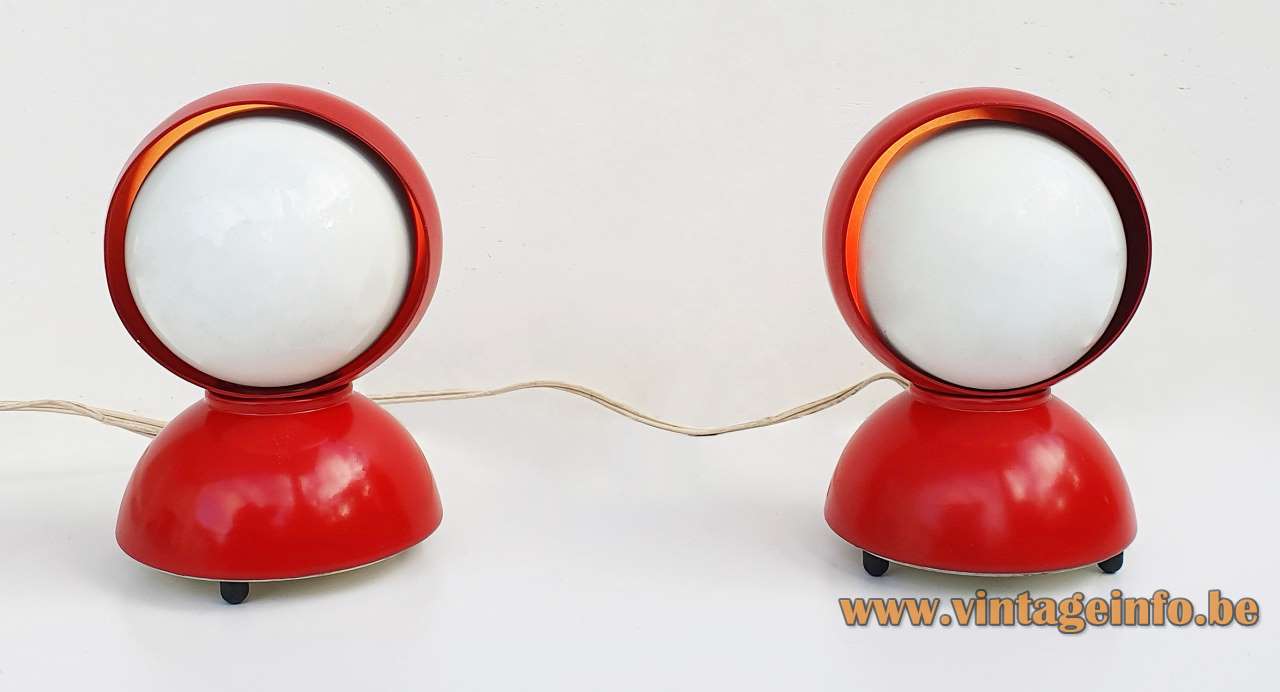 1960s Eclipse table lamp 1965 design: Vico Magistretti red base white lampshade copy fake Artemide 1970s 