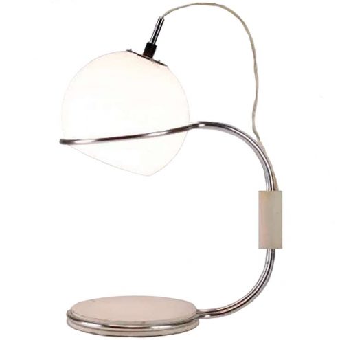 1960s Tramo globe table lamp design: Joan Antoni Blanc opal glass lampshade chrome rods Barcelona Spain