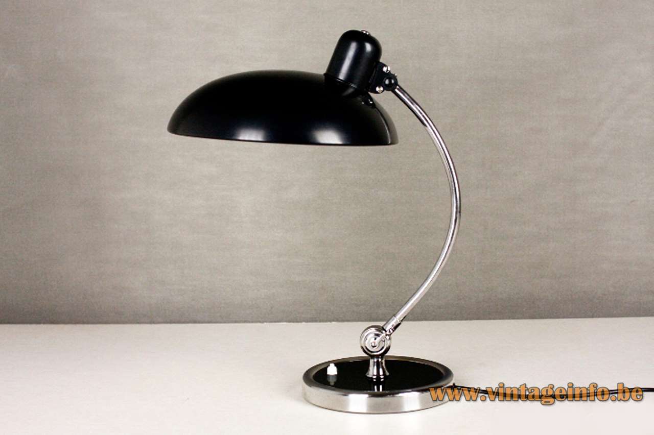 Christian Dell 6631 desk lamp Luxus chrome base & rod black lampshade Metalarte KAISER idell 1930s Bauhaus 