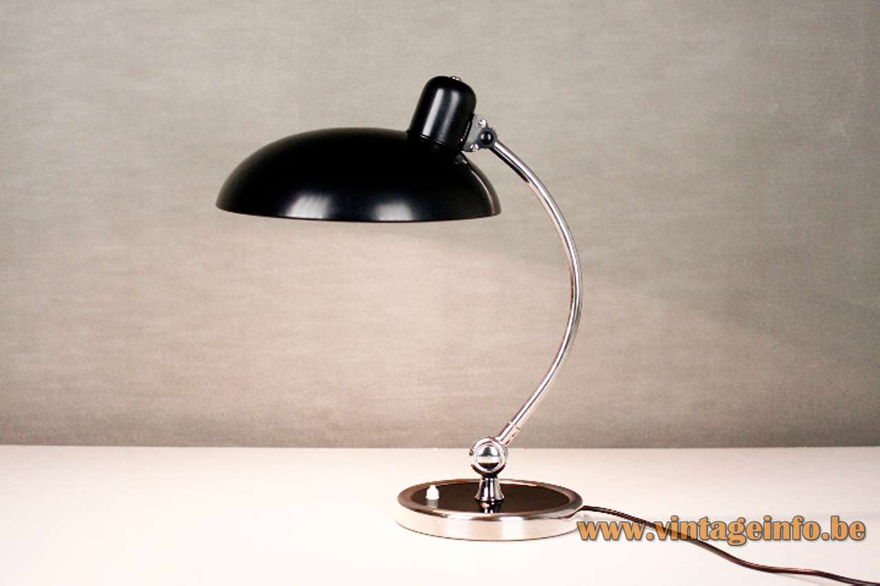 Christian Dell 6631 desk lamp Luxus chrome base & rod black lampshade Metalarte KAISER idell 1930s Bauhaus 