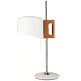 Fase Apolo desk lamp white round base & lampshade chrome rod wood handle Joe Colombo 1970s Spain