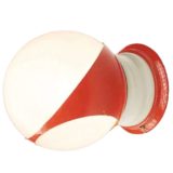 Hala globe wall lamp white plastic acrylic lampshade orange metal 1960 1970s The Netherlands E14 socket