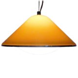 Harvey Guzzini Elpis pendant lamp brown conical acrylic mushroom lampshade chrome ring iGuzzini Meblo 1960s 1970s