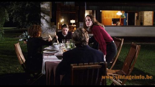 Opal glass Herbert Proft Glashütte Limburg chandelier used as a set decoration in the film Diamant Noir (2016)