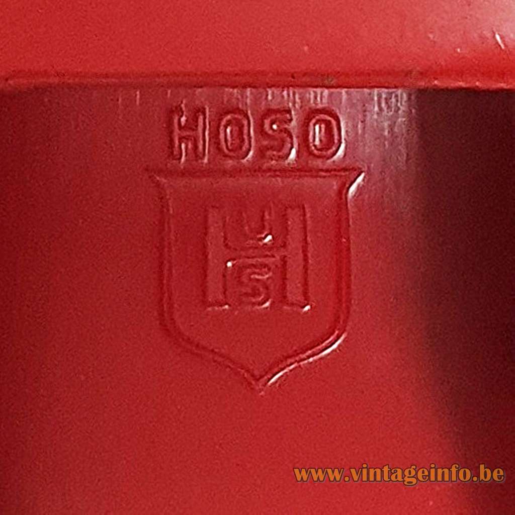Hoso desk lamp red bakelite gooseneck conical folded lampshade stars tütenschirm Hoffmeister Germany 1950s 1960s MCM Mid-Century Modern