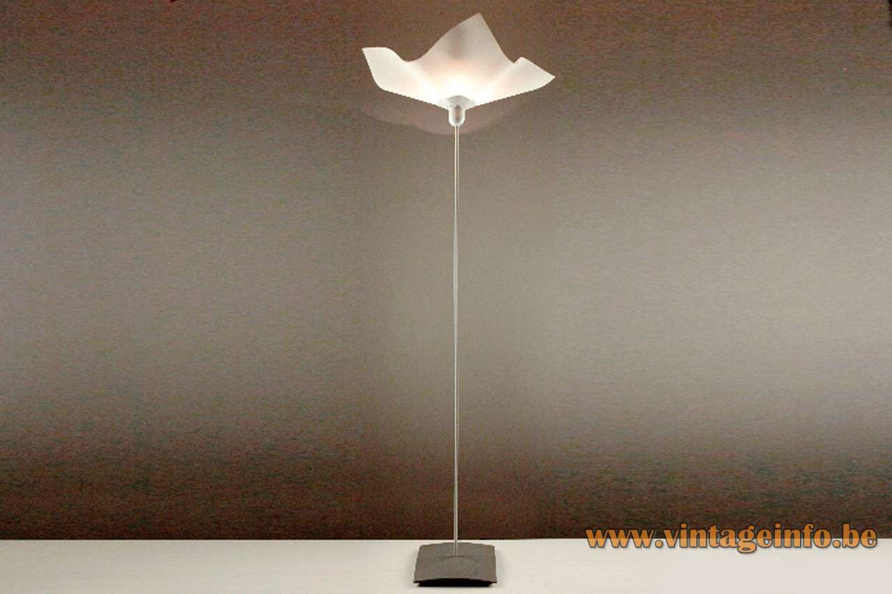 Mario Bellini Area 50 floor lamp 1974 design square grey base textile lampshade 1970s Artemide Italy