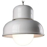 Miguel Milá Tramo pendant lamp 1970s design white metal lampshade opal glass globe 1970s Barcelona Spain