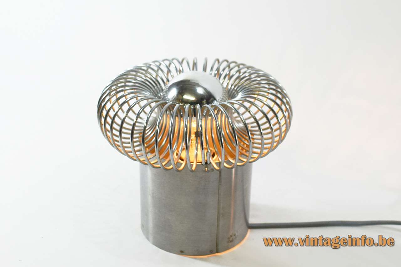 Philippe Rogier Oxar table lamps stainless steel Inox tube & spring design Andréa Lazzari Morosini 1970s Luminox 