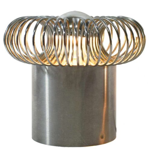 Philippe Rogier Oxar table lamps stainless steel Inox tube & spring design Andréa Lazzari Morosini 1970s Luminox