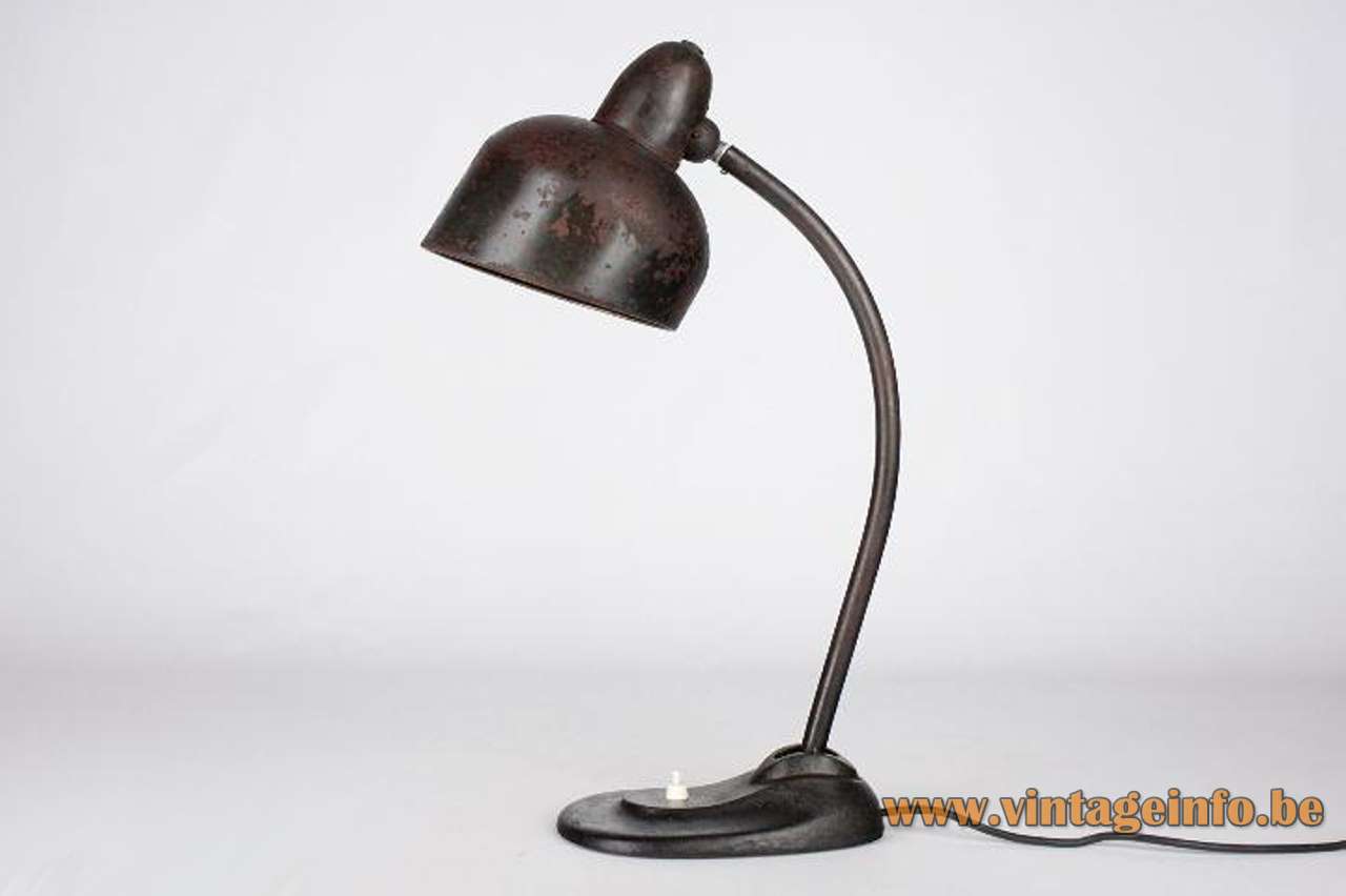 Schröder Escolux desk lamp black metal industrial light curved rod 1930s Bauhaus art deco Germany 