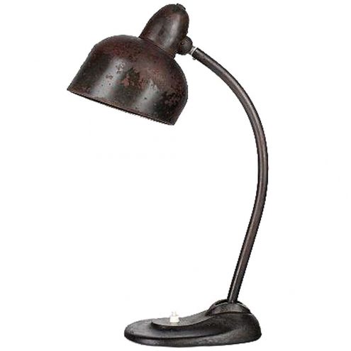 Schröder Escolux desk lamp black metal industrial light curved rod 1930s Bauhaus art deco Germany