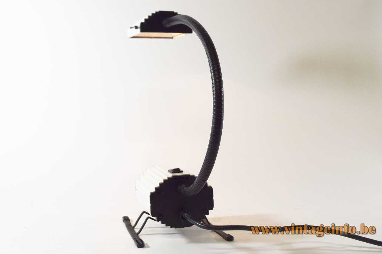 Arteluce Ciao table lamp 1983 design: Ezio Didone 2 sliders white vacuum cleaner sled goose-neck Italy
