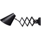 Bometal Barcelona scissor lamp industrial light in black painted metal E27 socket 1940s 1950s Spain