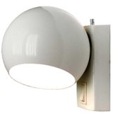 Gaetano Sciolari Toy wall lamp 1960s design white globe lampshade rectangular metal base Ecolight Metalarte 1970s