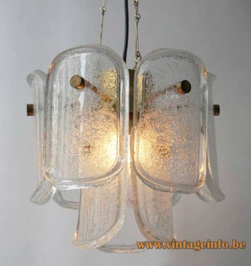 Glashütte Limburg Melting Ice Glass Pendant Lamp Gußkristall 6