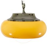 Harvey Guzzini Best pendant lamp brown acrylic lampshade white diffuser chrome lid 1968 design 1960s 1970s