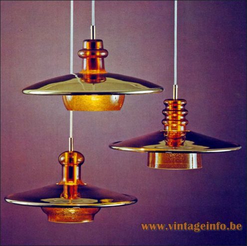 Heinz Neuhaus Amber Glass Pendant Lamps - Design Rolf Krüger