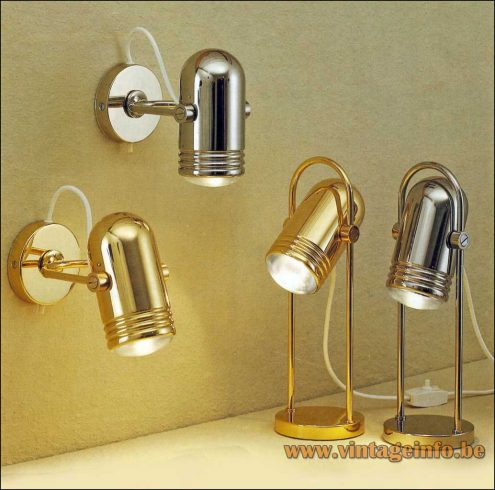 Heinz Neuhaus Chrome & Brass Desk Lamps & Wall Lamps - Design Rolf Krüger