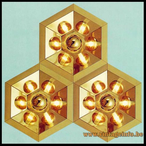 Heinz Neuhaus Hexagon Wall Lamp - Gold - Design Rolf Krüger