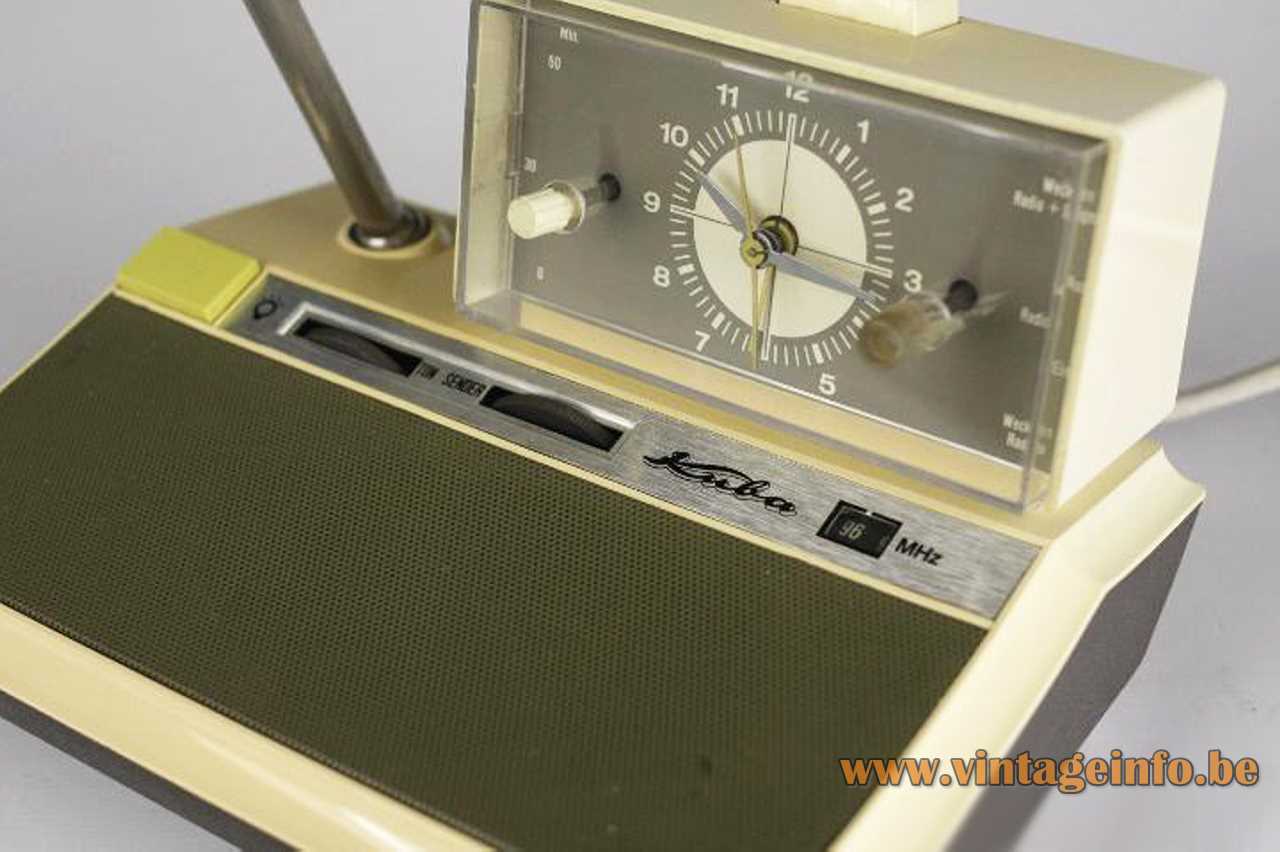 Kuba clock radio lamp Sweet-Clock R27 brown & white plastic extendable antenna rod 1960s West Germany 