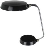 Ma-Of Spain desk lamp black round base & lampshade curved chrome rod 1970s 1980s Maof 2 sockets