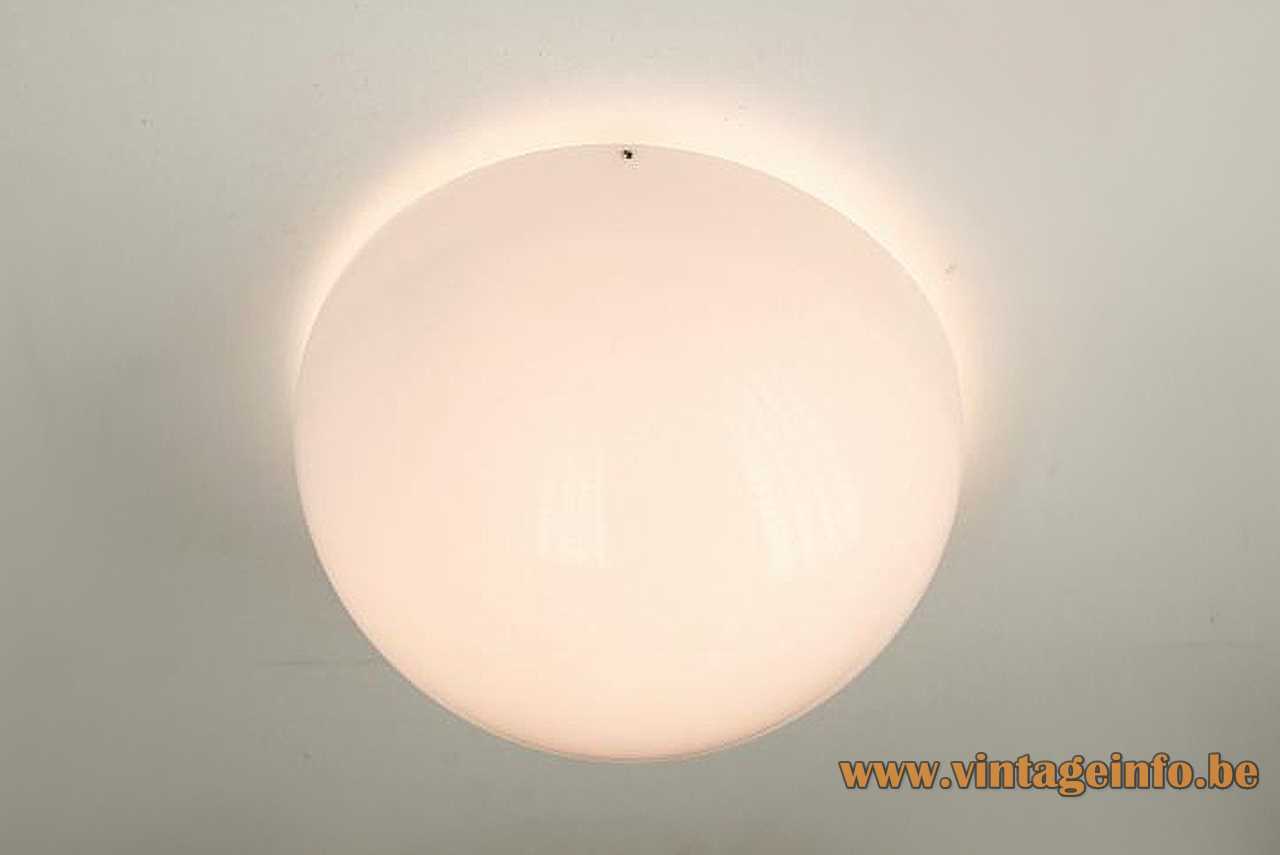 Metalarte acrylic round flush mount or wall lamp white half round plastic lampshade 1970s Barcelona Spain