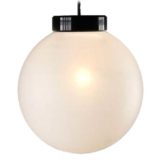Miguel Milá Globo pendant lamp 1964 design white acrylic globe lampshade black ring Tramo Polinax 1960s