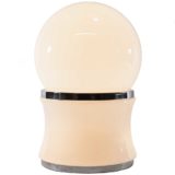 Opal globe table lamp chrome base & ring glass sphere double switch 3 sockets 1960s 1970s Italy
