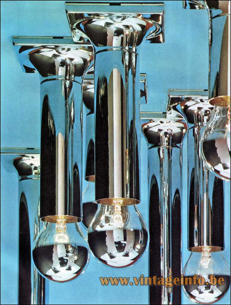 Staff Chrome Tube Flush Mount - Designer: Rolf Krüger - 1967