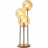 Sölken-Leuchten gold globes table lamp 3 glass lampshades brass rods & base 1960s 1970s Germany