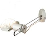 Temde Visier wall lamp design: E.R. Nele flat base chrome rod visor metal slats lampshade 1970s