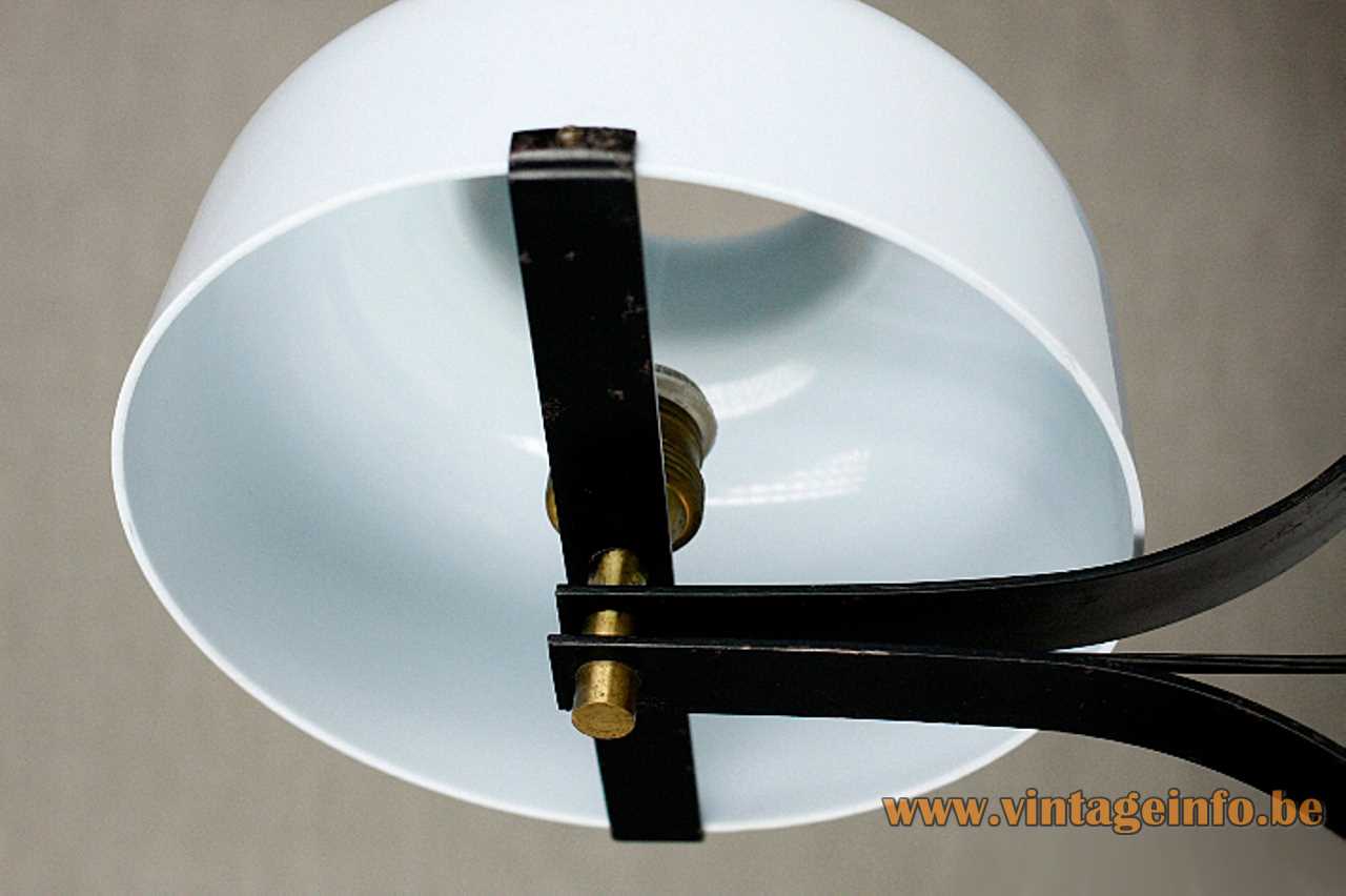 Tramo Max Bill wall lamp design: Miguel Milá white acrylic lampshade black slats 1960s Tramo Spain