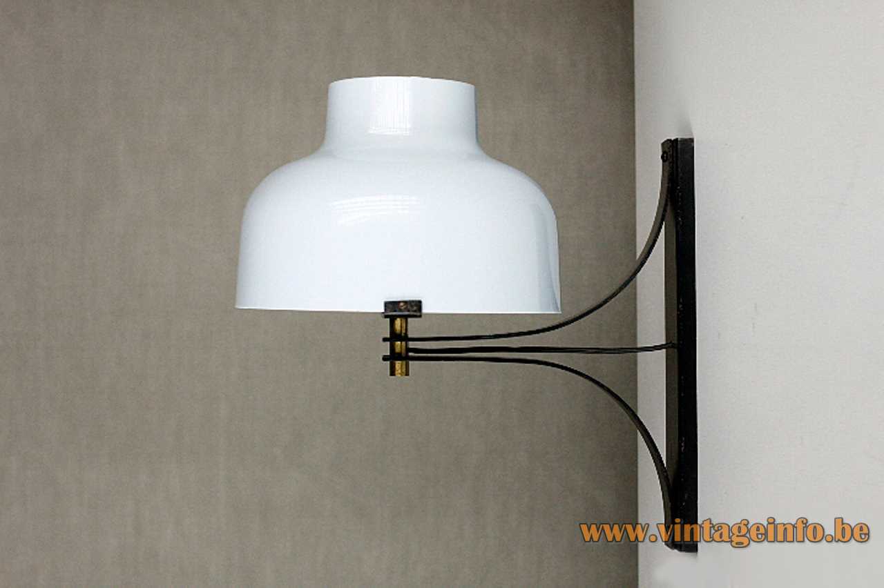 Tramo Max Bill wall lamp design: Miguel Milá white acrylic lampshade black slats 1960s Tramo Spain