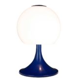 Tramo opal globe table lamp design: Joan Antoni Blanc blue base glass lampshade 1960s 1970s Spain
