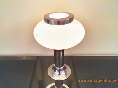 VEB NARVA Chrome Opal Glass Table Lamp 5