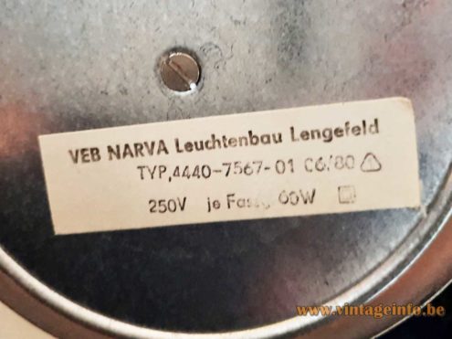 VEB NARVA Chrome Opal Glass Table Lamp 6